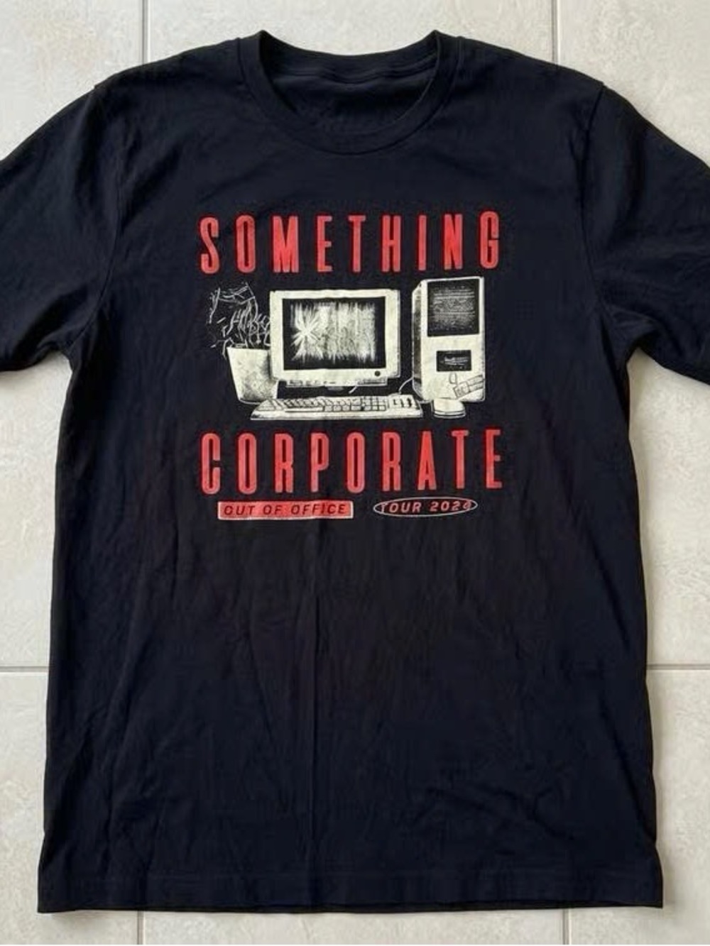 Black Tee with Red 'Something Corporate' Tour Graphic